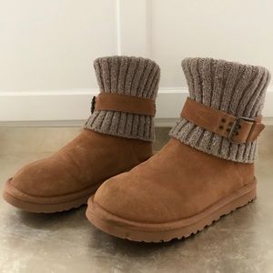 Ugg boots with sweater cuff and buckle